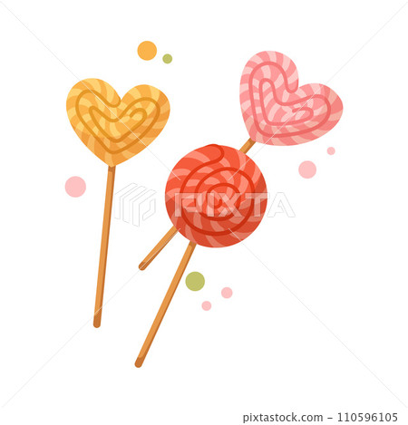 Candy on Stick as DIY Gift for Valentine Vector Illustration 110596105