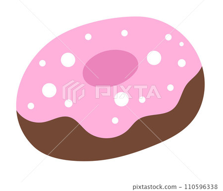 Vector doughnut with pink icing. Fairytale themed birthday dessert. Cute magic candy bar design element. Sweet bakery icon 110596338