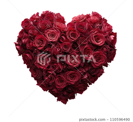 a big heart shape of red roses isolated a big heart shape of red roses isolated 110596490