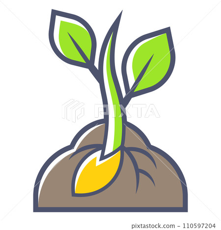 Grown sprout from seed. Agricultural, cultivation and planting illustration. 110597204