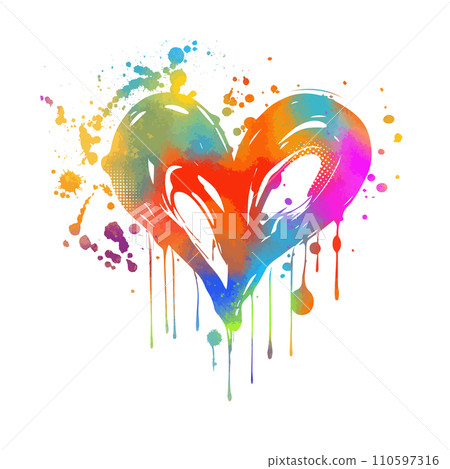 colored heart of blots. hand drawing. Happy Valentine's Day. Not AI, Vector illustration. 110597316