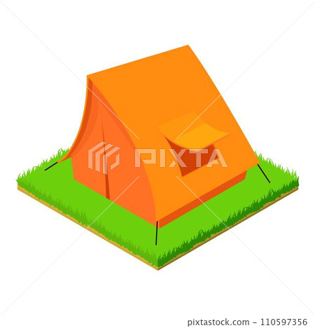 Camping tent icon. Isometric illustration of camping tent vector icon for web 110597356