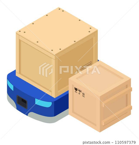Warehouse robot icon. Isometric illustration of warehouse robot vector icon for web Warehouse robot icon. Isometric illustration of warehouse robot vector icon for web 110597379
