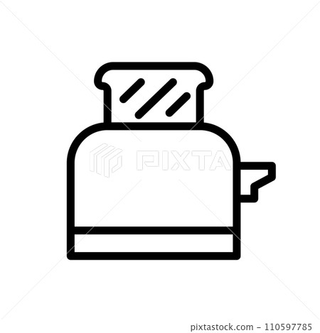 Vector black line icon bread toaster isolated on white background Vector black line icon bread toaster isolated on white background 110597785