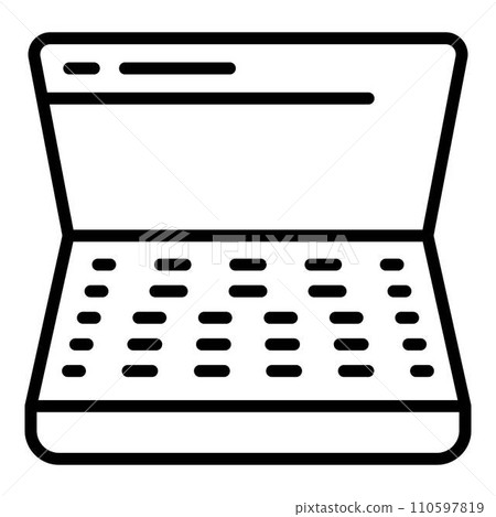 Laptop report icon. Outline laptop report vector icon for web design isolated on white background Laptop report icon. Outline laptop report vector icon for web design isolated on white background 110597819