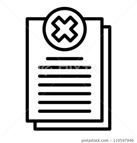 Rejected report icon. Outline rejected report vector icon for web design isolated on white background Rejected report icon. Outline rejected report vector icon for web design isolated on white background 110597846