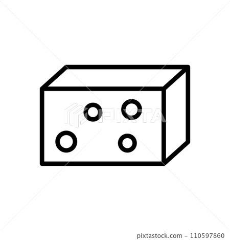 Vector black line icon cheese isolated on white background 110597860