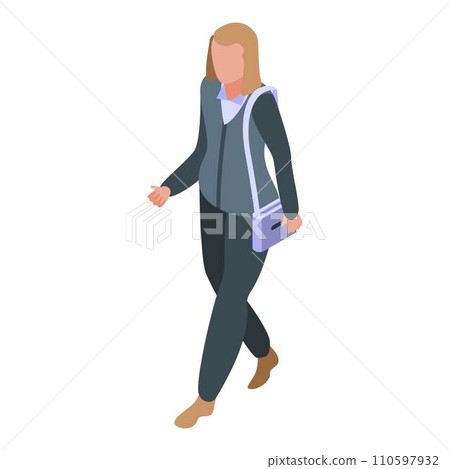 Successful business woman with bag icon. Isometric of successful business woman with bag vector icon for web design isolated on white background Successful business woman with bag icon. Isometric of successful business woman with bag vector icon for web design isolated on white background 110597932
