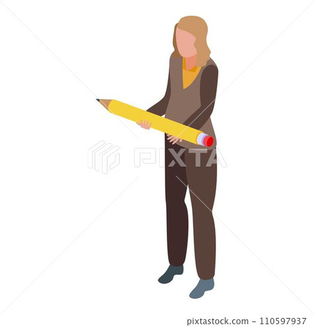 Successful business woman pencil icon. Isometric of successful business woman pencil vector icon for web design isolated on white background Successful business woman pencil icon. Isometric of successful business woman pencil vector icon for web design isolated on white background 110597937