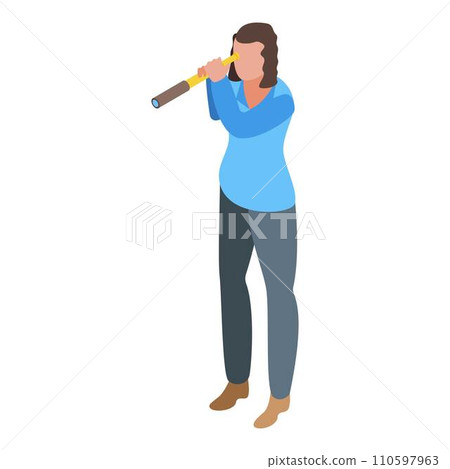 Successful woman spyglass icon. Isometric of successful woman spyglass vector icon for web design isolated on white background Successful woman spyglass icon. Isometric of successful woman spyglass vector icon for web design isolated on white background 110597963