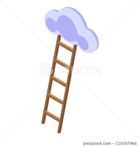 Wood ladder in cloud icon. Isometric of wood ladder in cloud vector icon for web design isolated on white background Wood ladder in cloud icon. Isometric of wood ladder in cloud vector icon for web design isolated on white background 110597968