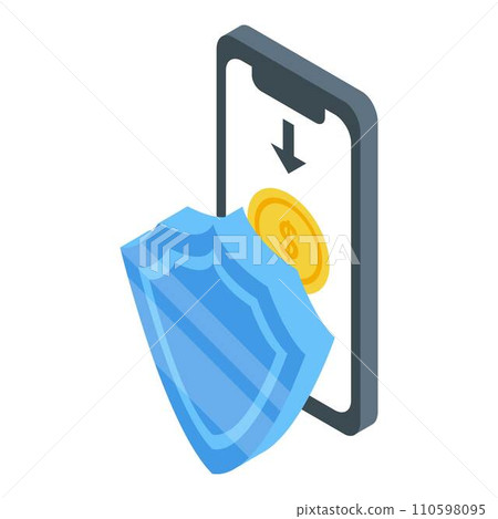 Secured mobile payment icon. Isometric of secured mobile payment vector icon for web design isolated on white background Secured mobile payment icon. Isometric of secured mobile payment vector icon for web design isolated on white background 110598095