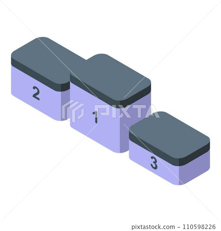 Bodybuilding podium icon. Isometric of bodybuilding podium vector icon for web design isolated on white background Bodybuilding podium icon. Isometric of bodybuilding podium vector icon for web design isolated on white background 110598226
