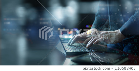 Concept of installing computer protection and security. Concept of installing computer protection and security. 110598405