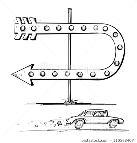 Speeding Car going the wrong way 110598407