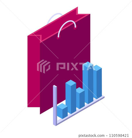 Bag online shopping icon. Isometric of bag online shopping vector icon for web design isolated on white background 110598421