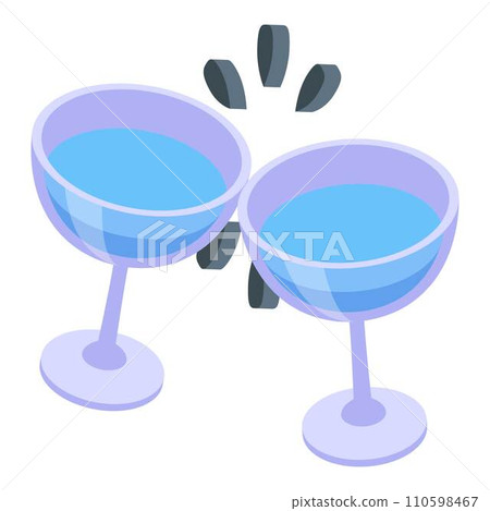Water glass cheers icon. Isometric of water glass cheers vector icon for web design isolated on white background Water glass cheers icon. Isometric of water glass cheers vector icon for web design isolated on white background 110598467