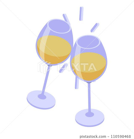 White wine glass cheers icon. Isometric of white wine glass cheers vector icon for web design isolated on white background White wine glass cheers icon. Isometric of white wine glass cheers vector icon for web design isolated on white background 110598468