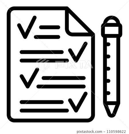 Paper and pen icon. Outline paper and pen vector icon for web design isolated on white background 110598622