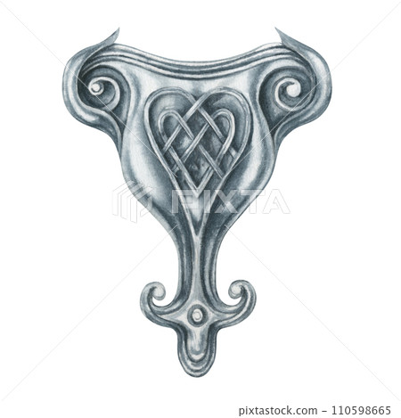 Watercolor silver boutonniere in Art Nouveau, Victorian style for flower bouquet for an elegant men's suit, for the groom for a wedding, children's birthday bouquet, sticker, card, invitation 110598665