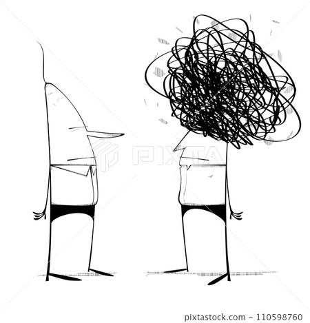 Bald headed man and fuzzy headed man Bald headed man and fuzzy headed man 110598760