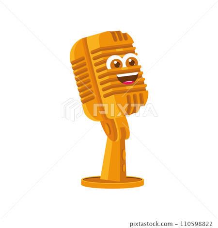 Cute podcast microphone character Vector Cute podcast microphone character Vector 110598822