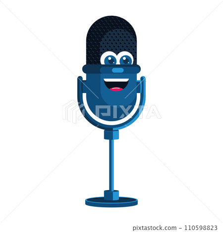 Cute podcast microphone character Vector 110598823
