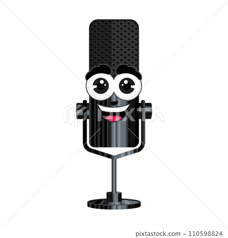 Cute podcast microphone character Vector Cute podcast microphone character Vector 110598824