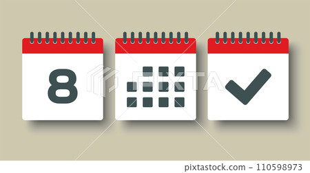 Vector icon page calendar - 8 day, agenda, done Vector icon page calendar - 8 day, agenda, done 110598973