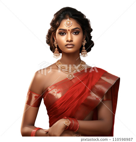 an indian girl wearing red saree an indian girl wearing red saree 110598987