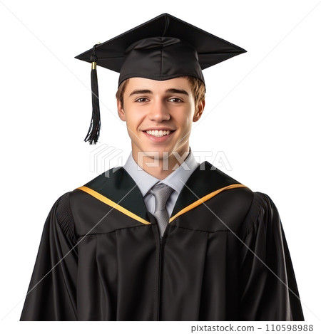 handsome young student in graduation cap isolated handsome young student in graduation cap isolated 110598988