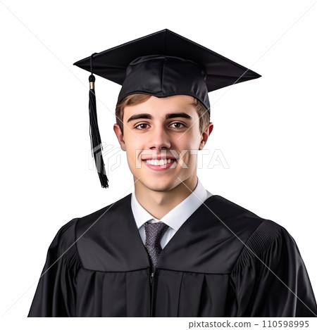 handsome young student in graduation cap isolated handsome young student in graduation cap isolated 110598995