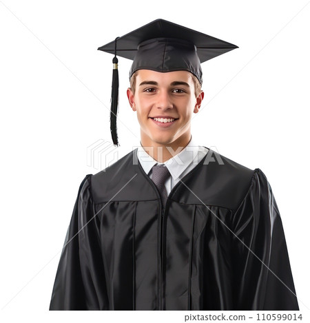 handsome young student in graduation cap isolated handsome young student in graduation cap isolated 110599014