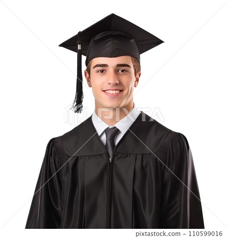 handsome young student in graduation cap isolated handsome young student in graduation cap isolated 110599016