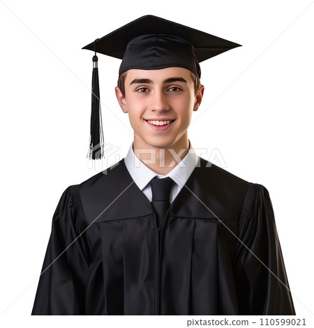 handsome young student in graduation cap isolated handsome young student in graduation cap isolated 110599021