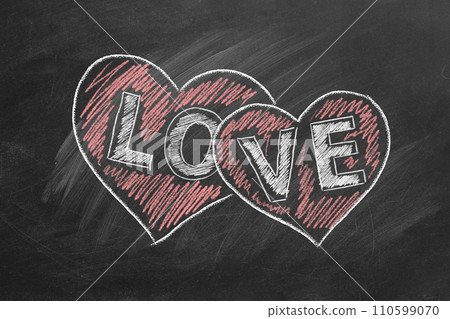 Hand drawn heart and word love 110599070