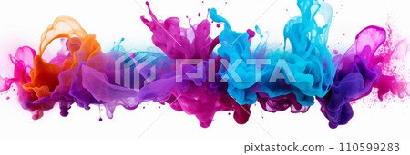 Splash of colorful drop in water isolated on a white background, cloud of colorful ink under water, banner Splash of colorful drop in water isolated on a white background, cloud of colorful ink under water, banner 110599283