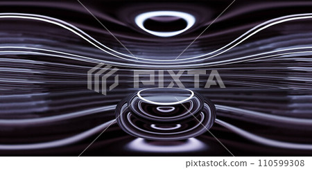 White Room with Circular Light With a Podium, Simple Setup for Presentations, Speeches, Events 3d render illustration 360 panorama vr environment map 110599308