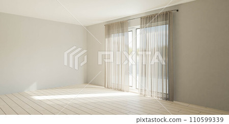 Empty Room With window and curtains 110599339
