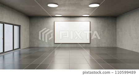 Empty Room With Two Windows and White Board 3d render illustration Empty Room With Two Windows and White Board 3d render illustration 110599489