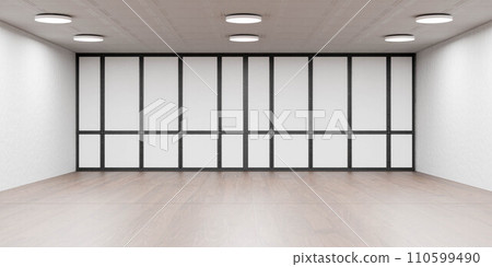 Empty Room with White Walls and Black Bars 3d render illustration Empty Room with White Walls and Black Bars 3d render illustration 110599490