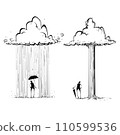 Two men under a cloud and a tree 110599536