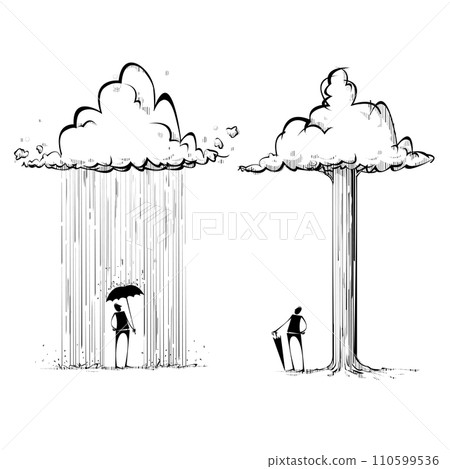 Two men under a cloud and a tree Two men under a cloud and a tree 110599536