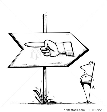 Man and wrong way direction arrow Man and wrong way direction arrow 110599543