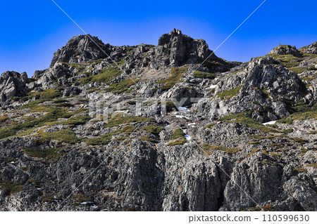 Rock wall of Mt. Yarigatake in the Northern Alps Rock wall of Mt. Yarigatake in the Northern Alps 110599630