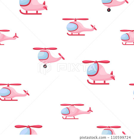 Cute children's seamless pattern with pink hellicopters. Creative kids texture for fabric, wrapping, textile, wallpaper, apparel. Vector illustration Cute children's seamless pattern with pink hellicopters. Creative kids texture for fabric, wrapping, textile, wallpaper, apparel. Vector illustration 110599724