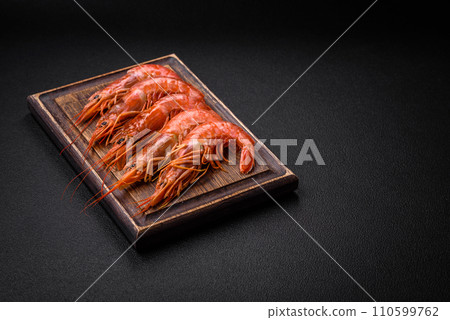 Tiger shrimp or langoustine boiled with spices and salt Tiger shrimp or langoustine boiled with spices and salt 110599762
