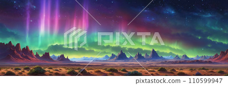 Enchanting aurora over mountains Enchanting aurora over mountains 110599947