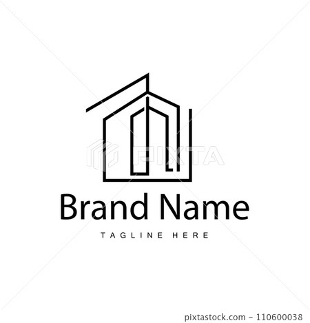 House logo, real estate residential construction building design simple elegant minimalist lines 110600038