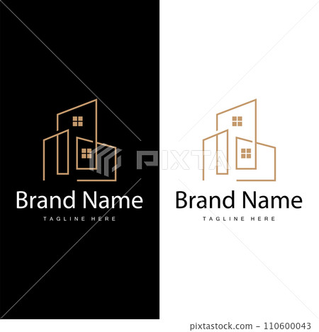 House logo, real estate residential construction building design simple elegant minimalist lines 110600043